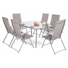 Садові меблі Casablanca металеві 150 см Silver / Taupe 6+1