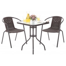 Металеві садові меблі Summer Basic Square Black / Brown 2+1