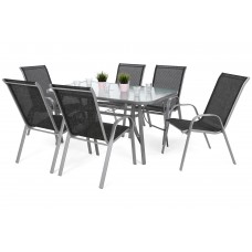 Металеві садові меблі Sevilla 150 см Silver / Black Melange 6+1