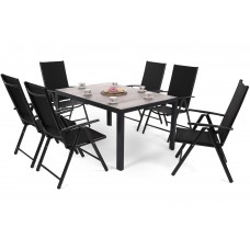 Алюмінієві садові меблі Capri 145 см Black / Light Grey Ibiza Basic Black / Black 6+1