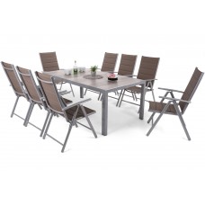 Алюмінієві садові меблі Capri 185 см Silver / Light Grey Ibiza Silver / Taupe 8+1