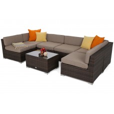 Кутовий диван Kansas Maxi Brown Mat / Brown Melange з техноратангу