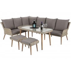 Садовий кутовий диван Almeria Beige / Beige Melange з техноратангу