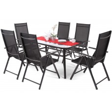 Алюмінієві садові меблі Ibiza 150 см Basic Black / Black 6+1