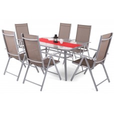 Алюмінієві садові меблі Ibiza 150 см Basic Silver / Taupe 6+1