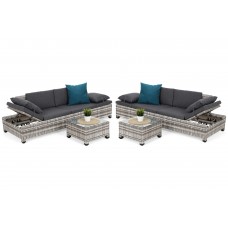 Садовий кутовий диван Мілано 2 в 1 техноротанг Light Grey / Grey Melange