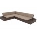 Технораттан садовий кутовий диван, ліворуч, Panama Brown Mat / Brown Melange