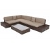 Технораттан садовий кутовий диван, ліворуч, Panama Brown Mat / Brown Melange