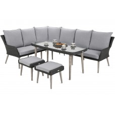 Садовий кутовий диван Almeria Grey / Light Grey з техноратангу