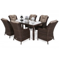 Садові меблі з техноротангу Bristol 180 см Brown Mat / Brown Melange 6+1