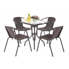 Металеві садові меблі Summer Basic Square Black / Brown 4+1