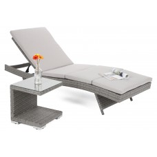 Садовий шезлонг з техноратангу Bora Bora Grey / Light Grey зі столиком Toronto Grey