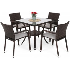 Садові меблі з техноратангу Sumba Square Brown 4+1 з подушками