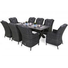 Садові меблі з техноротангу Bristol Alu 220 cm Grey / Grey Melange 8+1