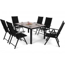 Алюмінієві садові меблі Capri 145 см Black / Light Grey Ibiza Black / Black 6+1