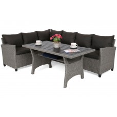 Садовий кутовий диван з техноратангу Lagos Muddy Grey / Black Melange