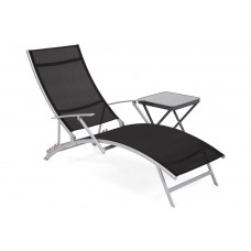 Садовий шезлонг Summer Silver/Black зі столиком Ventura