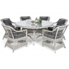 Садові меблі з технораттанга Sicily Round 150 см Light Gray / Grey Melange 6+1 виставка