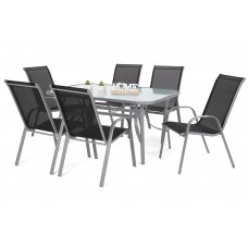 Металеві садові меблі Sevilla 150 см Silver / Black 6+1