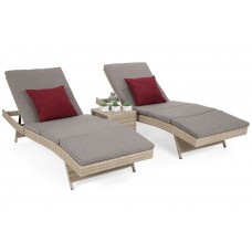 Набір садових шезлонгів Bora Bora Beige / Beige Melange з техноротанга зі столиком