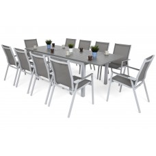 Алюмінієві садові меблі Venosa Atella Light Grey / Medium Grey 10+1