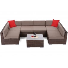 Кутовий диван Kansas Maxi Brown / Taupe II з техноратангу. видів