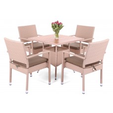 Меблі Doris Square Elegant Beige 4+1 з техноратанга з подушками