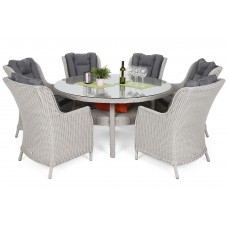 Садові меблі з техноратангу Bristol Round Elegant 150 см White / Grey 6+1