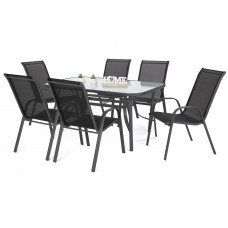 Садові металеві меблі Sevilla 145 cm Grey / Black 6+1