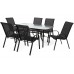 Металеві садові меблі Sevilla 150 см Black / Black 6+1 з кріслом Sevilla Black / Grey Melange