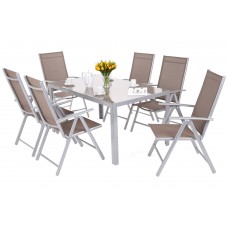 Алюмінієві садові меблі Corfu Basic Silver / Taupe 6+1