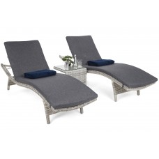 Набір садових шезлонгів з техноротангу Marbella Light Grey / Grey Melange зі столиком