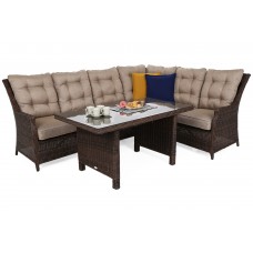 Правосторонній кутовий диван з техноротангу Alicante Brown Mat / Brown Melange