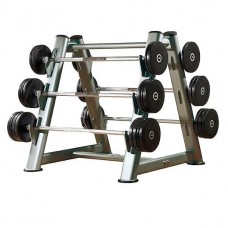 Набір штанг Pulsefitness з чорними гумовими дисками і стійкою 160G
