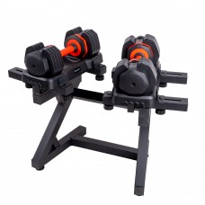 Регульований набір гантелей для однієї руки inSPORTline DuraBell® 2 x 6,5 – 24,5 кг із стійкою