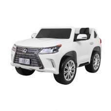 Lexus LX570 2-місний дитячий автомобіль Білий + Пульт + EVA Диски + Радіо MP3 + LED