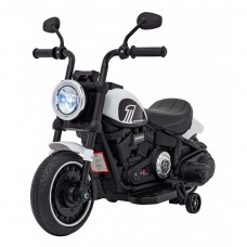 Дитячий акумуляторний мотоцикл Чоппер FASTER Білий + FM Радіо + Аудіо панель + LED