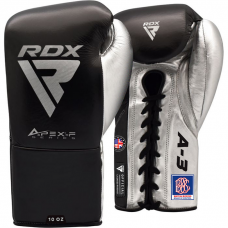 RDX A3 Fight Lace Up Leather Boxing Gloves BBBOFC/BIBA/WBF/NYAC /NEVADA APPROVED - Black / 10oz