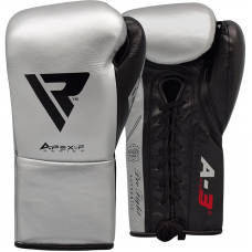 RDX A3 Fight Lace Up Leather Boxing Gloves BBBOFC/BIBA/WBF/NYAC /NEVADA APPROVED - Silver / 10oz