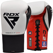 RDX C2 Fight Lace Up Leather Boxing Gloves BBBOFC/BIBA/WBF/NYAC /NEVADA APPROVED - White / 8oz