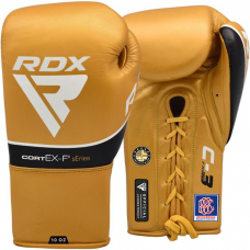 RDX C3 Fight Lace Up Leather Boxing Gloves BBBOFC/BIBA/WBF/NYAC /NEVADA APPROVED - Golden / 10oz