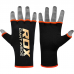 RDX HY Inner Gloves Elasticated Half Finger for Boxing, MMA Knuckle Protection OEKO-TEX® Standard 100 certified - Black / S