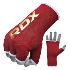 RDX HY Inner Gloves Elasticated Half Finger for Boxing, MMA Knuckle Protection OEKO-TEX® Standard 100 certified - Red / L