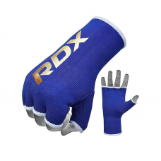 RDX HY Inner Gloves Elasticated Half Finger for Boxing, MMA Knuckle Protection OEKO-TEX® Standard 100 certified - Blue / L