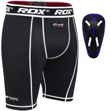 RDX X14 Compression Shorts with Groin Guard - Blue / L