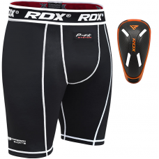 RDX X14 Compression Shorts with Groin Guard - Orange / S