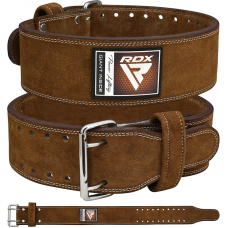 RDX 4PN Suede Leather Brown Powerlifting Belt - S / Brown