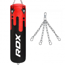 RDX F9R 4ft / 5ft 2-in-1 Black / Red Punch Bag for Boxing u0026 MMA Training Set - RedBlack / Unfilled / 5 ft