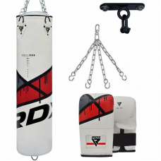 RDX F7 4ft / 5ft 4-in-1 Punch Bag with gloves u0026 Ceiling Hook Set - 5 ft / Filled