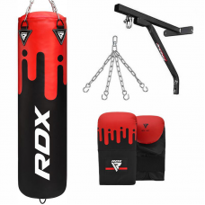RDX F9 4ft / 5ft 4-in-1 Punch Bag with Mitts u0026 wall Bracket Set - Unfilled / 5 ft